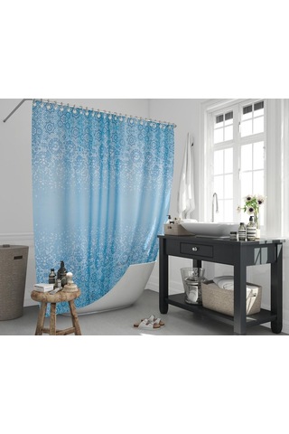 Zethome Jackline Banyo Duş Perdesi 6303 Tek Kanat 1X120X200 Mavi