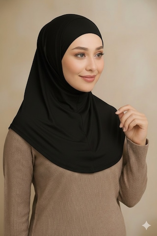 Sonbaharmoda Rahat Ve Şık İki Parça Viskon Likralı Tesettür Hijab Bone İçlik Günlük Kullanım Ve Namaz İçin Siyah
