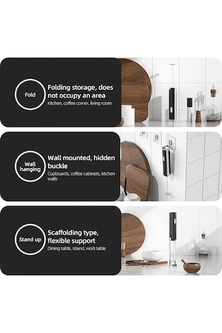 Ulzyvf Şarjlı Taşınabilir Süt Köpürtücü 3 Seviyeli Kahve Mikseri Paslanmaz Çelik Siyah Siyah