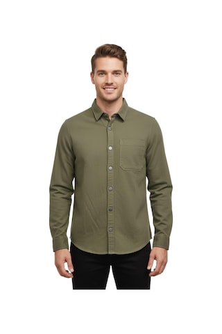 Erkek Spor Silim Fit Kanvas Tek Cepli Gömlek Bgl-st04955 Haki