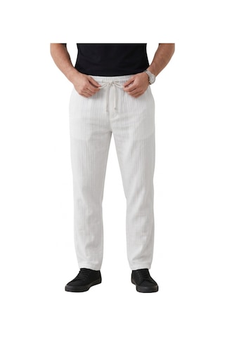 Deep Sea Deepsea Beyaz Çizgi Dokulu Rahat Kesim Yazlık Spor Pantolon Hafif Kumaş Modern Tasarım 2600263