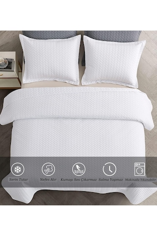 Elyaf Sepeti Tek Kişilik Beyaz Kapitone Desenli 1200 Gr Yazlık Pike Beyaz Otel Pikesi 160 X 230 Cm