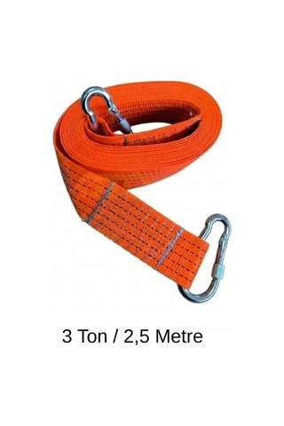 3 Ton Çeki Halatı 2.5 Metre Kemer Tipi %100 Polyester Çelik Kancalı Oto Kurtarma Yol Yardım Halatı Glz03403020