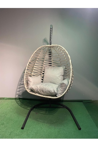 Stokhome38 Narcil Tek Kişilik Rattan Salincak Bej