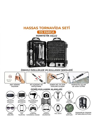 115 İ 1 Arada Profesyonel Elektronik Ve Telefon Tamir Seti Manyetik Uçlu & Esnek Uzatmalı Saklama Kutulu Takım-115 Parça Manyetik Uçlu Hassas Tornavida Seti Esnek Milli Ve Aparatlı Telefon, Laptop, Saat Tamir Seti