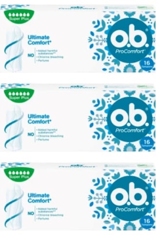 o.b. ProComfort Tampon Süper Plus 16'lı 3 Paket (Toplam 48 Adet)