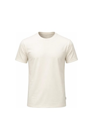 Plus Scorpion T02 Kol Katlama Erkek Slim Fit Basic Tişört Bisiklet Yaka, Düz Kumaş, Yazlık Model Ekru