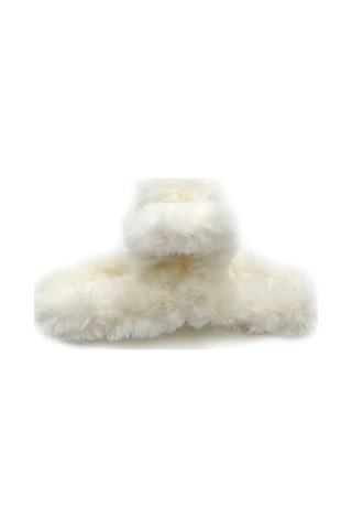 Beyaz Kürklü Soft Yumuşak Peluş Mandal Toka, Saç Tokası, Saç Aksesuarı Çok Renkli