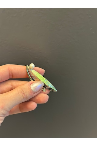 5 x 2 CM Çelik Yaprak Broş Yaka İğnesi Giyim Aksesuarı Altın