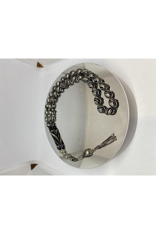 Tesbih Tsbh0105bc 925 Ayar Gümüş Püsküllü Yoğun Gümüş İşlemeli Beyzi Kesim Usta El İşçilikli Erzurum Oltu Tesbih