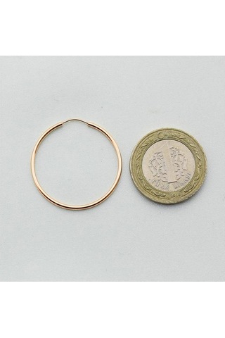 Pembe Altın Halka Küpe Rose Gold - Çapı: 2.60cm Pembe Altın