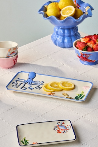 Karaca Atlantis Ahtapot Desenli Kayık Tabak 30 Cm Renkli