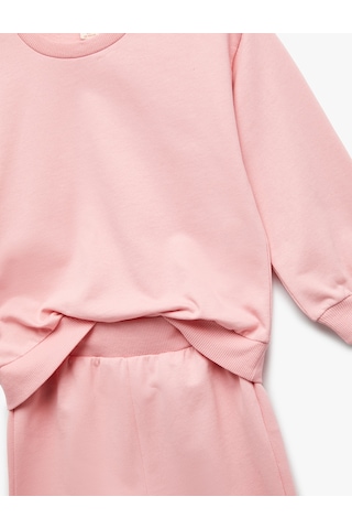 Koton Şardonlu Pamuklu 2'li Eşofman Takımı Pembe 6wmg10135ak Gül