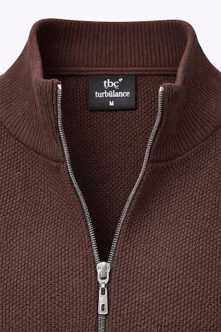 Turbulance Slim Fit Erkek Tam Fermuarlı Triko Ceket - 7521 Kahverengi