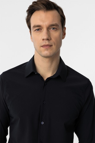 Süvari Lacivert Slim Fit Düz Klasik Yaka Gömlek-34395 Lacivert