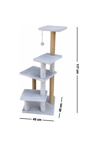 Missidea Mg02 Premium Çok Katlı Uzun Boy Kedi Tırmalama Tahtası Gri