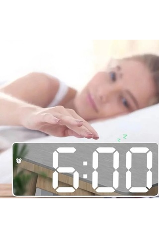 Led Dijital Masa Saati Aynalı Termometre Alarm Ses Kontrolü