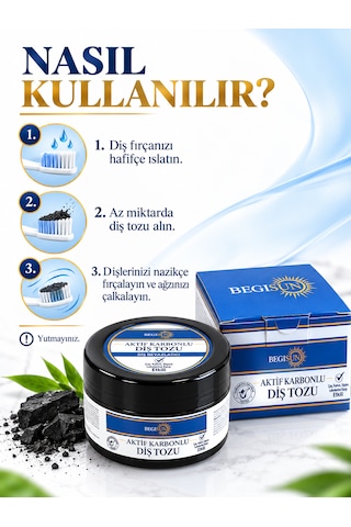 Aktif Karbonlu Diş Tozu Doğal Ağız Bakımı 50 G Yeni Nesil Beyazlık