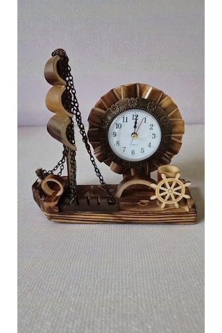 Ahsap Dekaratif Masa Ve Ofis Süs Biblo Saathediyelik Ürün Boyut: 20cm 17cm
