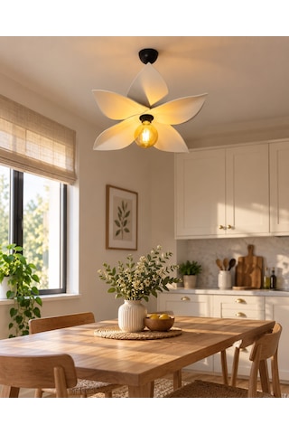 Premium Tasarımlı Çiçek Avize 55cm , Oturma Odası, Mutfak, Yatak Odası, Salon, Dekoratif Avize,tavan Aydınlatma Beyaz