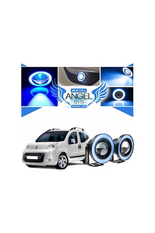 Fiat Fiorino Uyumlu, Universal Mercekli Led Angel Sis Farı, 76mm Buz Mavi Renk