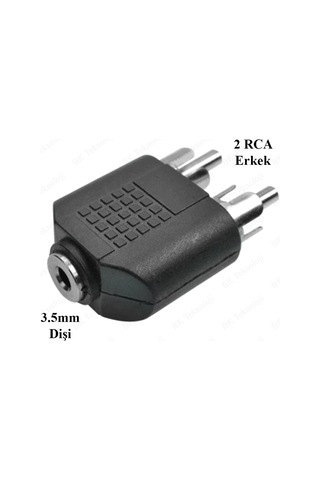2 RCA Erkek to 3.5 mm Aux Stereo Dişi Ses Ayırıcı Adaptör