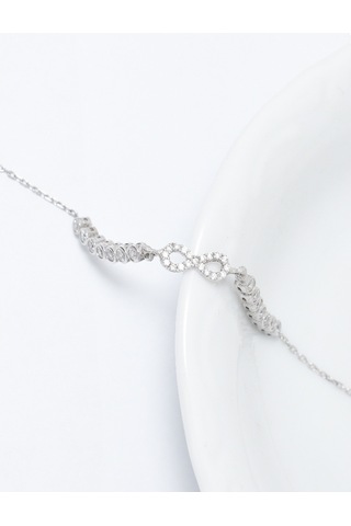 Brezza Lusso Jewelry Sonsuzluk Model Su Yolu Pırlanta Işıltılı Kadın Gümüş Bileklik