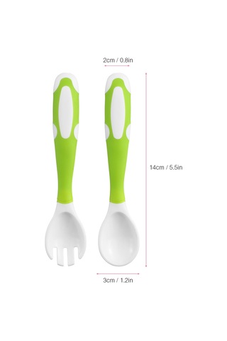 Moveevo Bebek Yeme Eğitimi Kaşığı Çatal Seti, Pp+tpe Malzeme, Saklama Kutusuyla, Yeşil Xls08 Çok Renkli