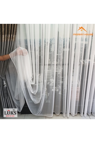 Lüks Keten Titi Tül Perde Kırık Beyaz Modern House
