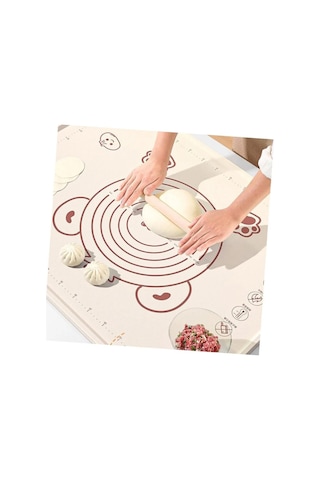 Xxl Silikon Hamur Açma Matı 50x70 Cm Krem Ölçülü Kaymaz Yapışmaz Profesyonel Hamur Yoğurma Matı