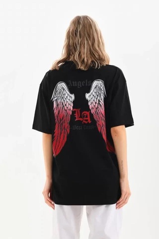 Mareandpanda Unisex Baskılı Oversize T-shirt - Siyah