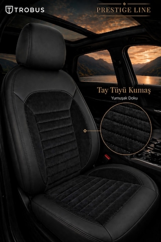 Fiat Fiorino 2007 Ve Sonrası Tay Tüyü Deri Detay Koltuk Kılıfı Prestige Line Siyah