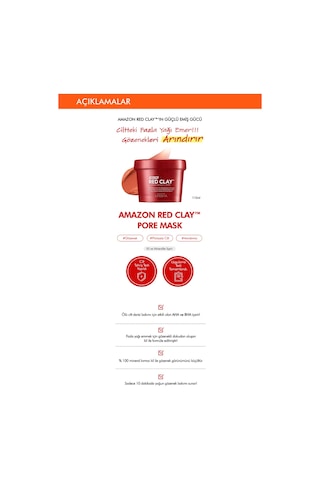 Missha Gözenekli Ciltler İçin Amazon Kili Maskesi 110 ML Amazon Red Clay Pore Mask