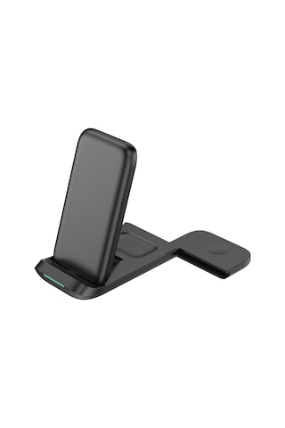 Dofolink 15w Folding 3-in-1 Kablosuz Şarj Cihazı - Telefon, Saat Ve Kulaklık İçin Simultane Şarj - Siyah