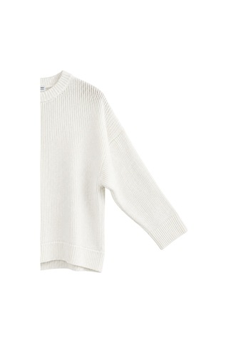 Vadon 1039 Kadın Salaş Yumuşak Dokulu Oversize Basic Triko Kazak Beyaz