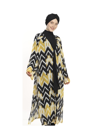 Haliç Mayo Tesettür Mayo Üzerine Tek Kaftan Pareo 6314 Sarı