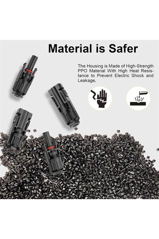 Xurunkeji 10 Çift Güneş Konnektörü, 20 Adet Güneş Paneli Kablo Konnektörü Adaptörü Erkek/dişi Ip68 1000v 30a 2 Anahtar 10awg