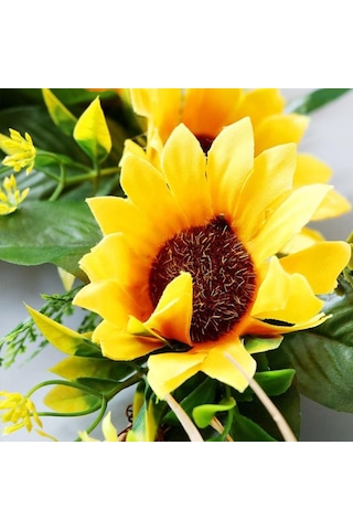 Yapay Çiçek Kapı Süsü Ay Çiçeği Sunflower Yılbaşı Kapı Çelengi