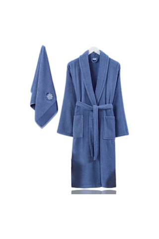 Mira Home Havlulu Banyo Bornoz Takımı %100 Pamuklu Softeco Lacivert