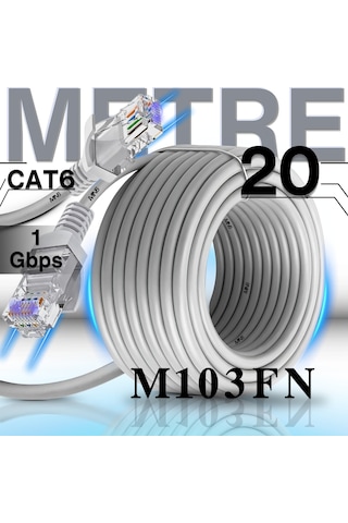 Mn6 M103fn 20 Metre Ethernet Kablo/utp/gigabit Destekli/20 Metre Cat6 Kablo/iç Mekan Uyumlu