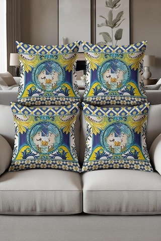 Dijital Baskılı Yumuşak Dokulu 4 Lü Kırlent Kılıfı Takımı 43x43 Cm Krl0071 Renkli