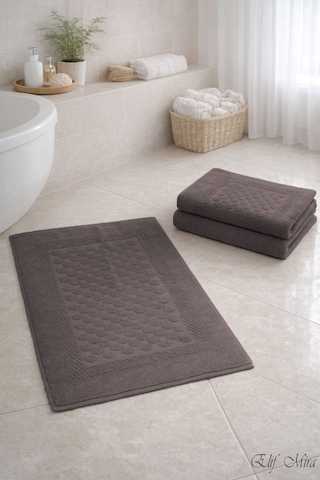 3 Lü Banyo Ayak Havlusu Seti %100 Pamuk Damatouch Antrasit