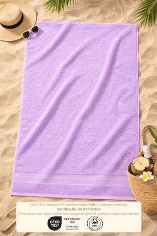 Lila Plaj Havlusu %100 Pamuk Sertifikalı Deniz & Havuz Havlu 70x130cm