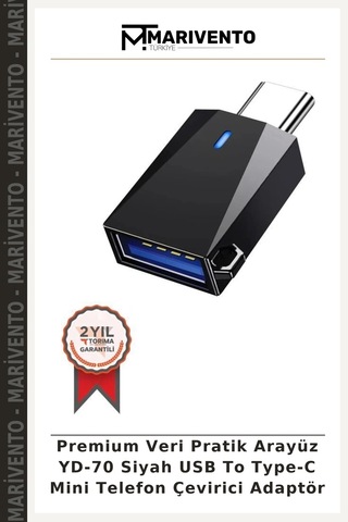 Premium Veri Pratik Arayüz Yd-70 Siyah Usb To Type-c Mini Telefon Çevirici Adaptör