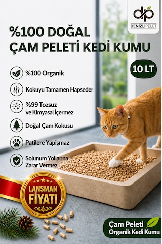 Denizli Pelet %100 Doğal Çam Peleti Kedi Kumu 5 Kg 10 Lt