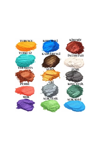 Epoksi Reçine Metalik Sedefli Pigment Toz Boya Seti 15 Renk 150 G Set