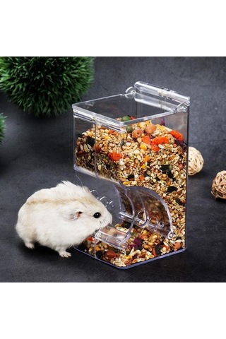 Pazly Pratik Otomatik Evcil Hayvan Besleyici, Şeffaf Plastik, 14x8x7cm, Kırmızı İçin Hamster Ve Kemirgenler