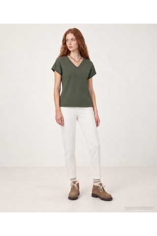 Yargıcı Regular V Yaka Kısa Kol T-shirt 26kkts9023x 007 Haki