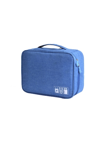 Yifomall Mavi Çok Amaçlı Dijital Depolama Çantası - Usb Kablosu, Powerbank, Kulaklık İçin Bölümlü Ve Ayarlanabilir Organizer