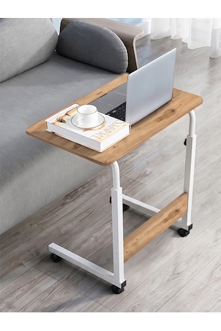 Yükseklik Ayarlı Laptop Sehpası - Atlantik Çam Beyaz Tekerli 60x40 Oval Kenar Atlantik - Beyaz Yükseklik Ayarlı Laptop Sehpası - Atlantik Çam Beyaz Tekerli 60x40 Oval Kenar Atlantik - Beyaz